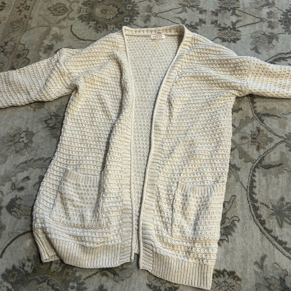 Cat & Jack Cream Textured Knit Cardigan